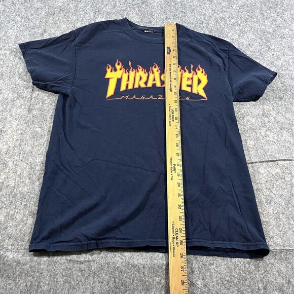 Vintage Thrasher Blue Magazine Skateboarding Skate Classic Logo T Shirt Sz S - Picture 3 of 6